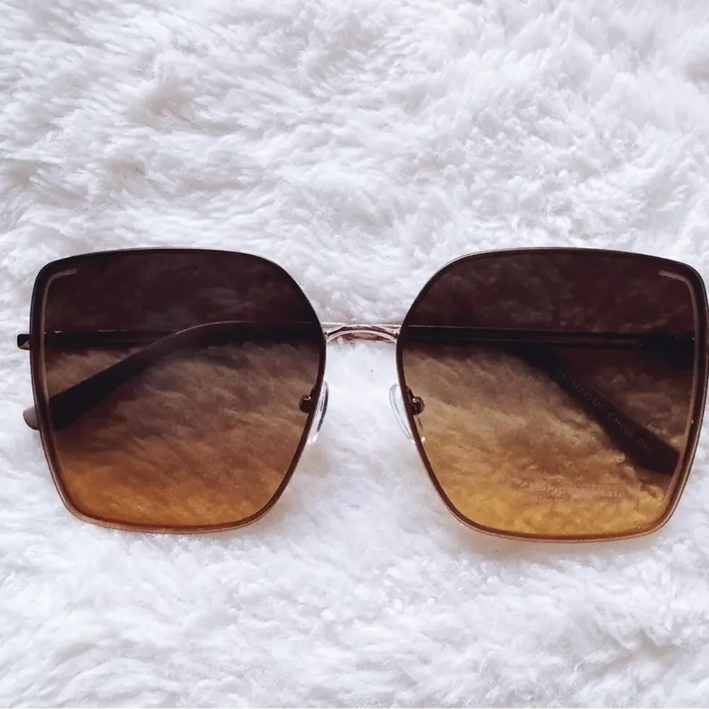 Monica Clear Brown Geometric Sunglasses